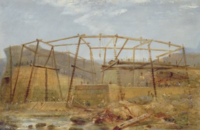 Spur Points of Piers of Inner Harbour, with Cofferdam, May 1829 by Robert Mackreth